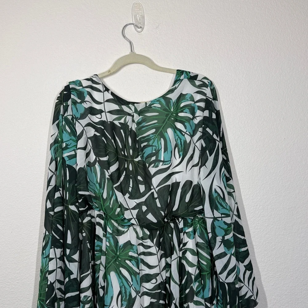 Meghan LA Tropical Leaf Print Handkerchief Dress - Picture 7 of 11